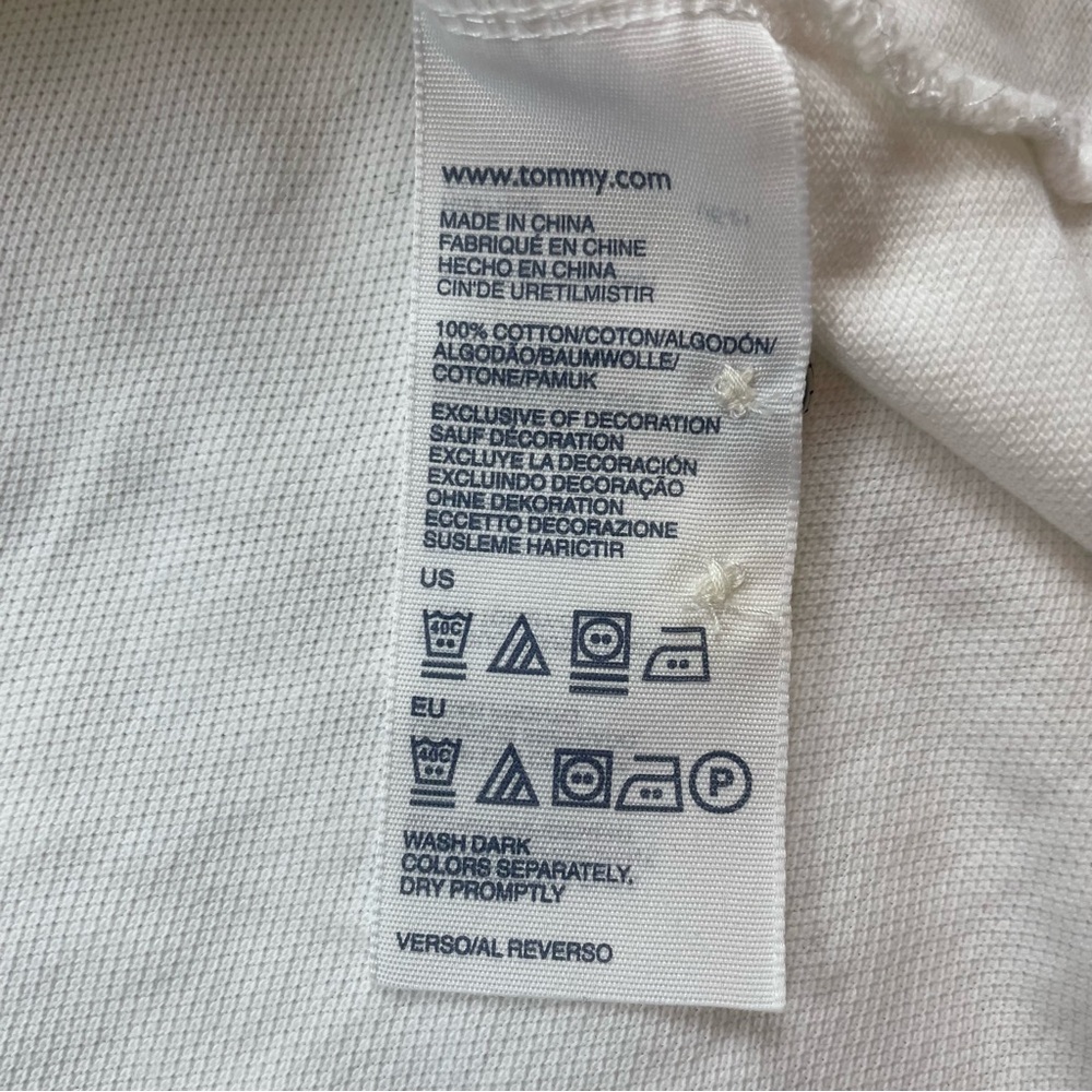 Tommy Hilfiger White Polo Shirt Men’s Size Large 100% Cotton - Picture 3 of 4